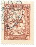 Marca da Bollo del Comune di CASTEL DEL RIO su Carta Bianca di dimensioni 21,5 x 30 mm