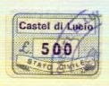 Marca da Bollo del Comune di CASTEL DI LUCIO su Carta Bianca di dimensioni 18,5 x 13 mm
