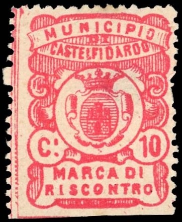 Marca da Bollo del Comune di CASTELFIDARDO su Carta Bianca di dimensioni 20 x 27 mm