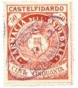 Marca da Bollo del Comune di CASTELFIDARDO su Carta Bianca di dimensioni 30 x 37 mm