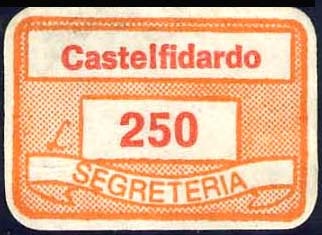 Marca da Bollo del Comune di CASTELFIDARDO su Carta Bianca di dimensioni 20 x 14 mm