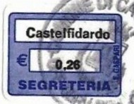 Marca da Bollo del Comune di CASTELFIDARDO su Carta Bianca di dimensioni 19 x 13,5 mm