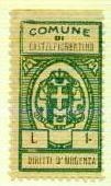 Marca da Bollo del Comune di CASTELFIORENTINO su Carta Bianca di dimensioni 18 x 33 mm