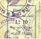 Marca da Bollo del Comune di CASTELFRANCO IN MISCANO su Carta Bianca di dimensioni 24,5 x 29 mm