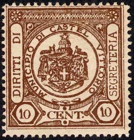 Marca da Bollo del Comune di CASTEL VITTORIO su Carta Bianca di dimensioni 22 x 29 mm