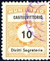Marca da Bollo del Comune di CASTEL VITTORIO su Carta Bianca Sottile di dimensioni 22 x 29 mm