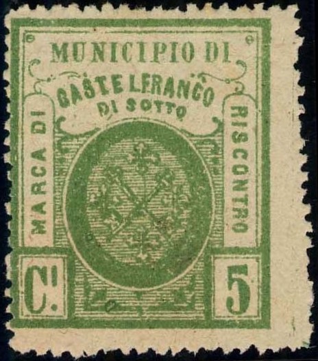 Marca da Bollo del Comune di CASTELFRANCO DI SOTTO su Carta Bianca di dimensioni 26 x 31,5 mm