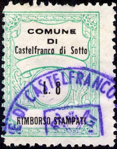 Marca da Bollo del Comune di CASTELFRANCO DI SOTTO su Carta Bianca di dimensioni mm