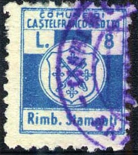 Marca da Bollo del Comune di CASTELFRANCO DI SOTTO su Carta Bianca Sottile di dimensioni 14,5 x 17,5 mm