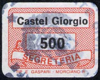 Marca da Bollo del Comune di CASTEL GIORGIO su Carta Bianca di dimensioni 19 x 14 mm