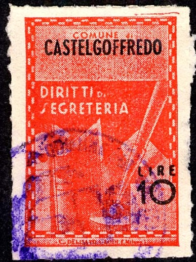 Marca da Bollo del Comune di CASTEL GOFFREDO su Carta Bianca Sottile di dimensioni 21,5 x 32,5 mm