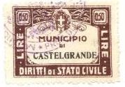 Marca da Bollo del Comune di CASTELGRANDE su Carta Bianca di dimensioni 35 x 25,5 mm