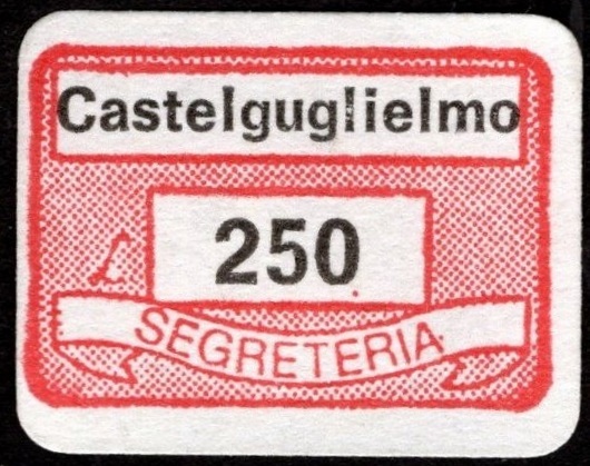 Marca da Bollo del Comune di CASTELGUGLIELMO su Carta Bianca Sottile di dimensioni 20 x 14 mm