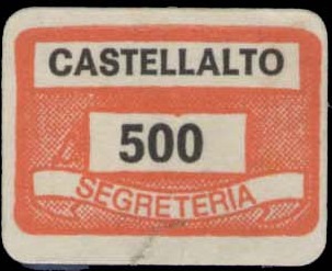 Marca da Bollo del Comune di CASTELLALTO su Carta Bianca di dimensioni 19 x 13 mm