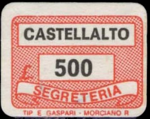 Marca da Bollo del Comune di CASTELLALTO su Carta Bianca di dimensioni 19 x 14 mm