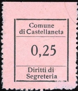 Marca da Bollo del Comune di CASTELLANETA su Carta Colorata di dimensioni 19 x 22 mm