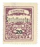 Marca da Bollo del Comune di CASTELLANETA su Carta Bianca di dimensioni 23 x 27,5 mm