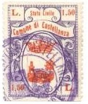 Marca da Bollo del Comune di CASTELLANZA su Carta Bianca di dimensioni 24,5 x 33 mm