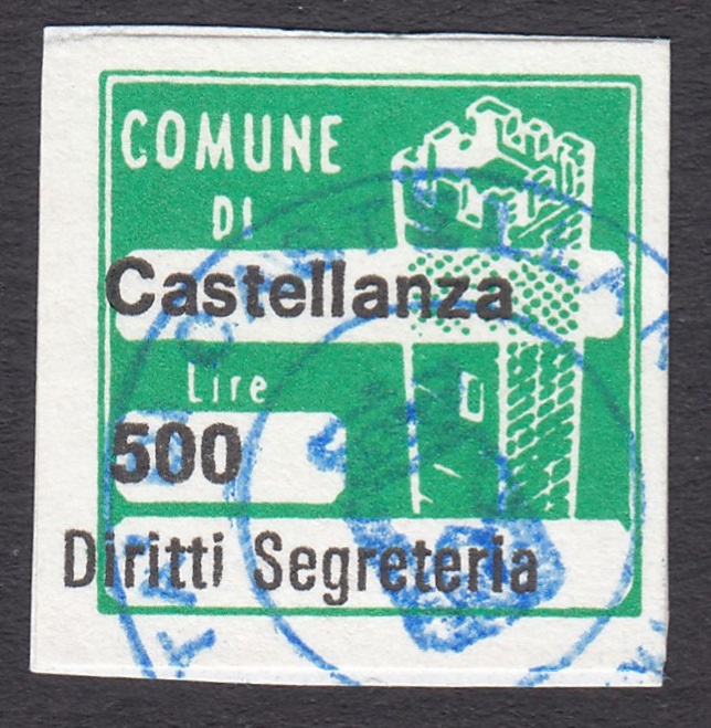 Marca da Bollo del Comune di CASTELLANZA su Carta Bianca di dimensioni 20 x 20 mm