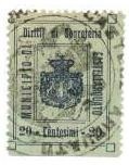 Marca da Bollo del Comune di CASTELL´ARQUATO su Carta Verde di dimensioni 24 x 31,5 mm