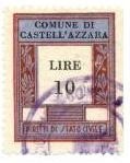 Marca da Bollo del Comune di CASTELL´AZZARA su Carta Bianca di dimensioni 23 x 29,5 mm
