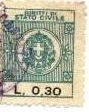 Marca da Bollo del Comune di CASTELLINALDO D´ALBA su Carta Bianca Sottile di dimensioni 17,5 x 22 mm
