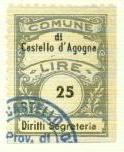 Marca da Bollo del Comune di CASTELLO D´AGOGNA su Carta Bianca Sottile di dimensioni 22,5 x 29,5 mm