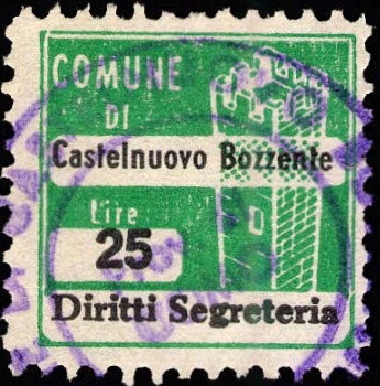 Marca da Bollo del Comune di CASTELNUOVO BOZZENTE su Carta Bianca di dimensioni 22 x 20 mm