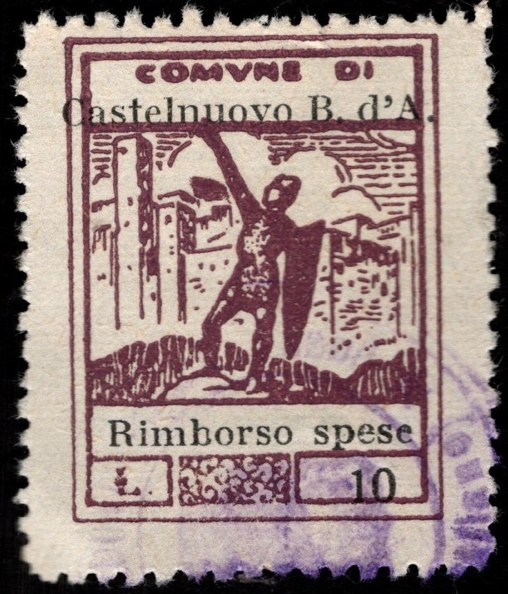Marca da Bollo del Comune di CASTELNUOVO BOCCA D´ADDA su Carta Bianca Sottile di dimensioni 21 X 27 mm