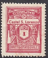 Marca da Bollo del Comune di CASTEL SAN LORENZO su Carta Bianca di dimensioni 21 x 28 mm