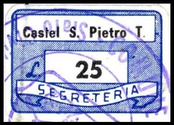 Marca da Bollo del Comune di CASTEL SAN PIETRO TERME su Carta Bianca di dimensioni 20 x 14 mm
