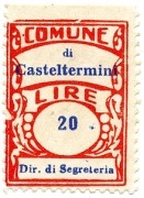 Marca da Bollo del Comune di CASTELTERMINI su Carta Bianca di dimensioni 20 x 30 mm