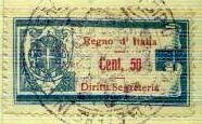 Marca da Bollo del Comune di CASTELVETERE IN VAL FORTORE su Carta Bianca di dimensioni 40 x 20 mm