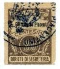 Marca da Bollo del Comune di CASTELVETRO PIACENTINO su Carta Bianca Sottile di dimensioni 22 x 29 mm