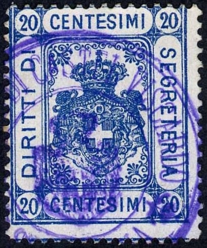 Marca da Bollo del Comune di CASTEL VISCARDO su Carta Bianca Sottile di dimensioni 22,5 x 29 mm