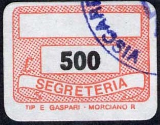 Marca da Bollo del Comune di CASTEL VISCARDO su Carta Bianca di dimensioni 18,5 x 14 mm