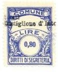 Marca da Bollo del Comune di CASTIGLIONE D´INTELVI su Carta Bianca di dimensioni 22 x 28,5 mm