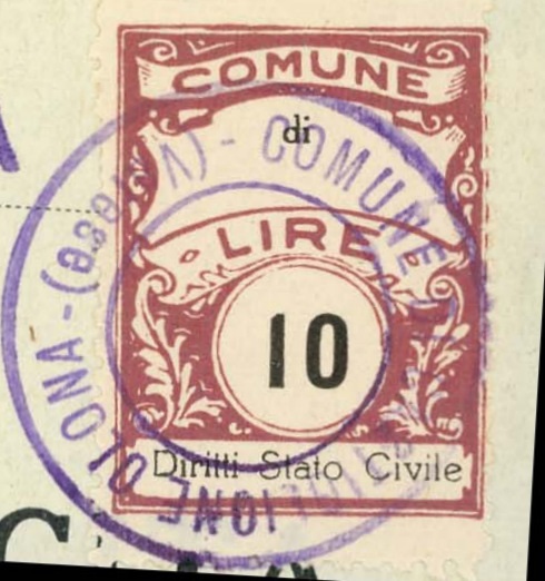 Marca da Bollo del Comune di CASTIGLIONE OLONA su Carta Bianca di dimensioni 22 x 29 mm