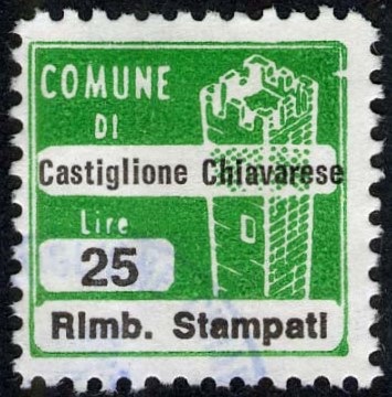 Marca da Bollo del Comune di CASTIGLIONE CHIAVARESE su Carta Bianca di dimensioni 20 x 20 mm