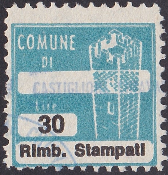 Marca da Bollo del Comune di CASTIGLIONE CHIAVARESE su Carta Bianca di dimensioni 20 x 20 mm