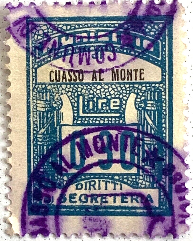 Marca da Bollo del Comune di CASTIGLIONE DEL LAGO su Carta Bianca di dimensioni 21,5 x 31 mm