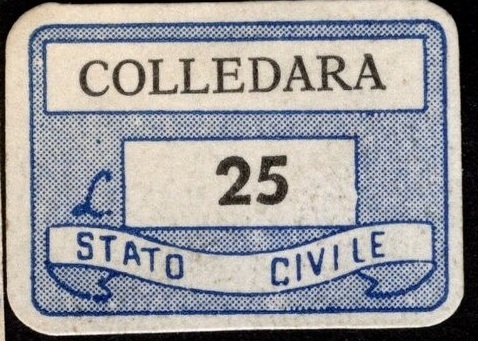 Marca da Bollo del Comune di COLLEDARA su Carta Bianca di dimensioni 20 x 14 mm
