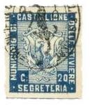 Marca da Bollo del Comune di CASTIGLIONE DELLE STIVIERE su Carta Bianca Sottile di dimensioni 23 x 28,5 mm