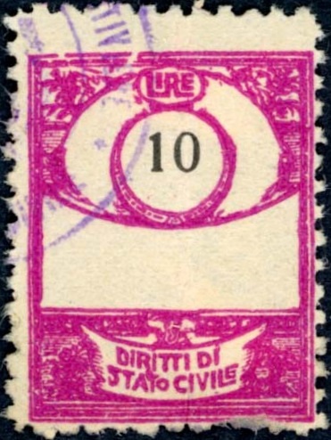 Marca da Bollo del Comune di CASTIGLIONE DELLE STIVIERE su Carta Bianca di dimensioni 22 x 29,5 mm