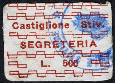 Marca da Bollo del Comune di CASTIGLIONE DELLE STIVIERE su Carta Bianca di dimensioni 19 x 14 mm