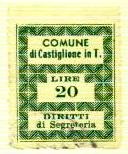 Marca da Bollo del Comune di CASTIGLIONE IN TEVERINA su Carta Bianca Sottile di dimensioni 23,5 x 28 mm