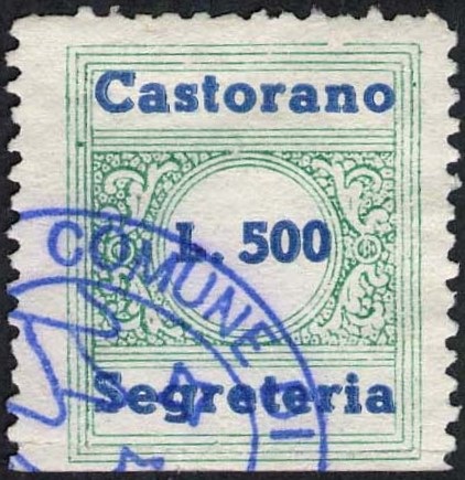 Marca da Bollo del Comune di CASTORANO su Carta Bianca di dimensioni 22 x 26 mm