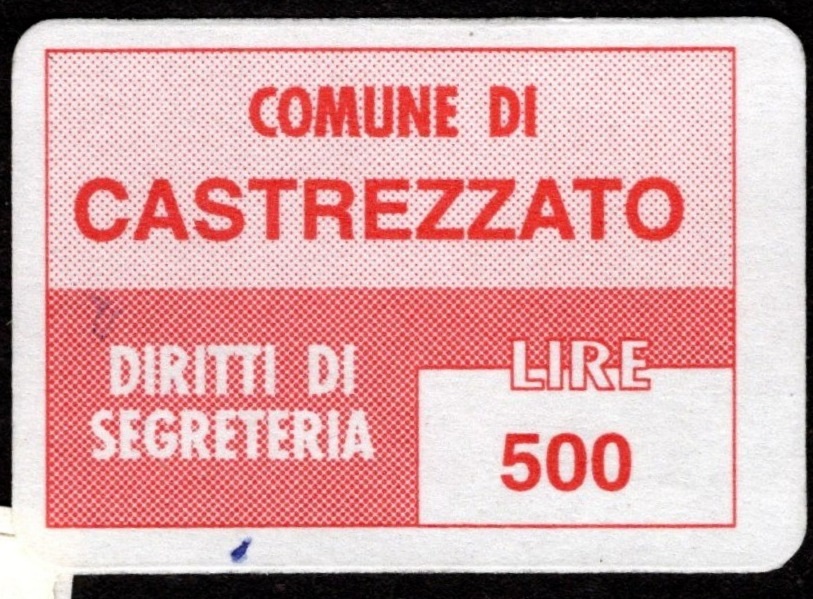 Marca da Bollo del Comune di CASTREZZATO su Carta Bianca di dimensioni 26 x 18 mm