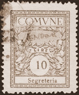 Marca da Bollo del Comune di ENNA (CASTROGIOVANNI) su Carta Bianca di dimensioni 22 x 28,5 mm