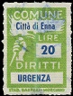 Marca da Bollo del Comune di ENNA (CASTROGIOVANNI) su Carta Bianca di dimensioni 18 x 24,5 mm